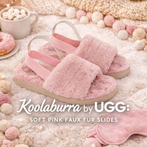 Koolaburra by UGG Soft Pink Faux Fur Slide Sandals Women’s 11 Cozy Lounge